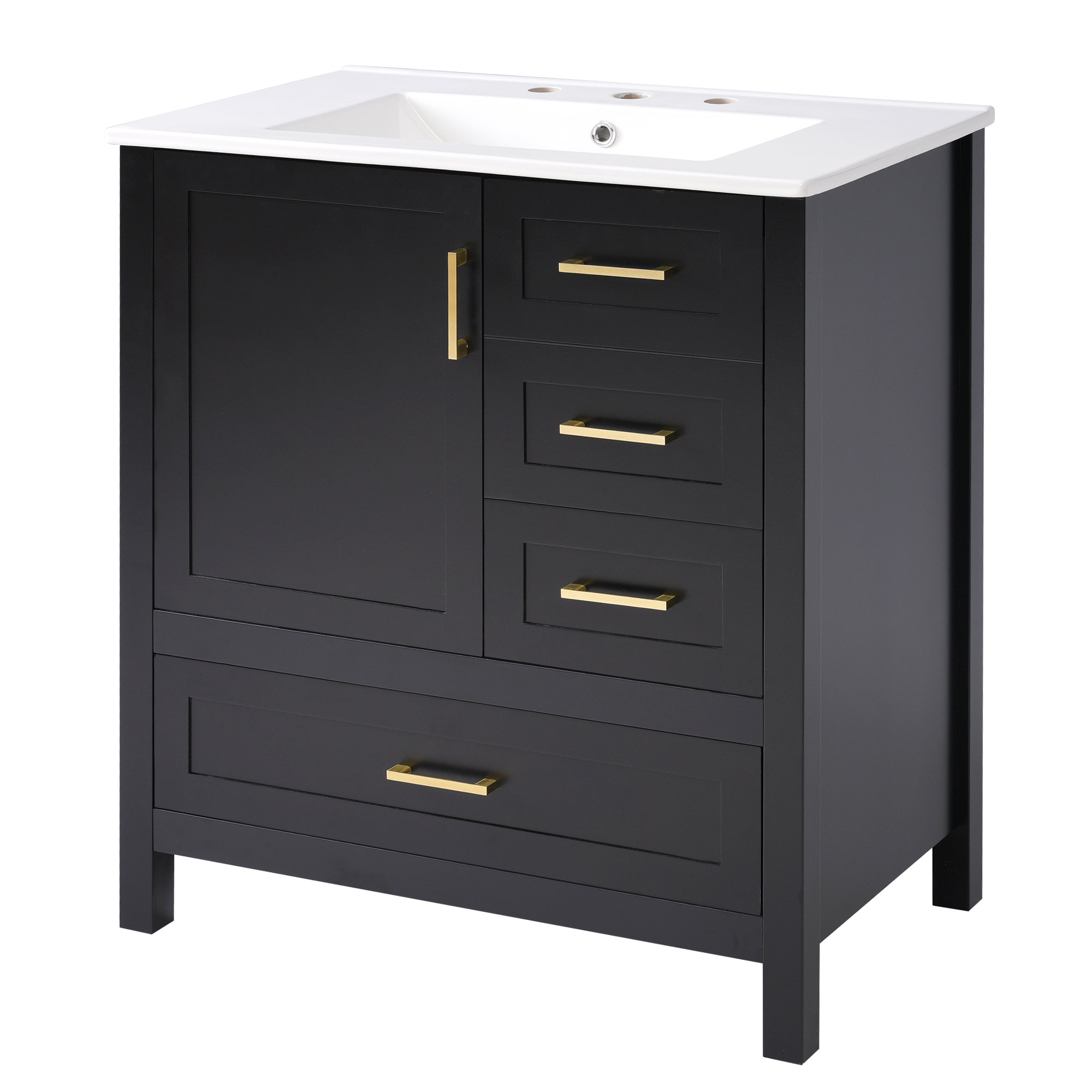 Ebern Designs Freestanding Single Bathroom Vanity With Ceramic Sink, 30 ...